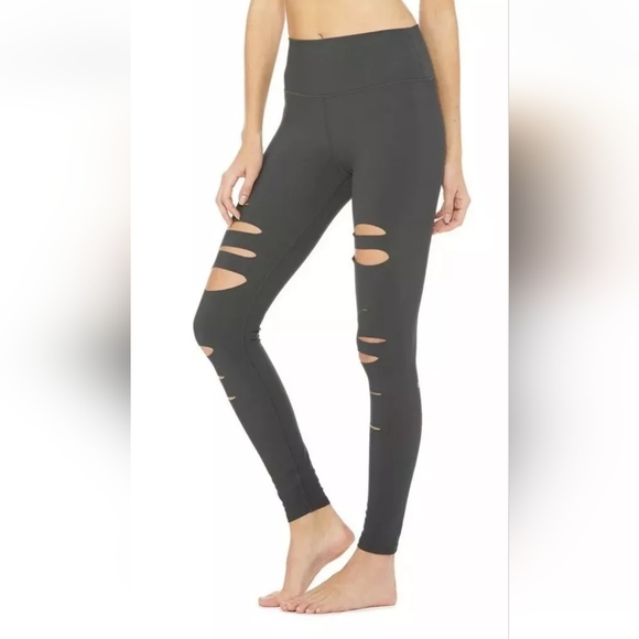 Alo High-Waist Ripped Warrior Leggings - Picture 1 of 13